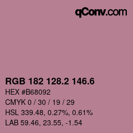 カラーコード: RGB 182 128.2 146.6 | qconv.com