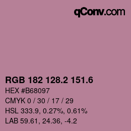 カラーコード: RGB 182 128.2 151.6 | qconv.com