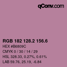 カラーコード: RGB 182 128.2 156.6 | qconv.com