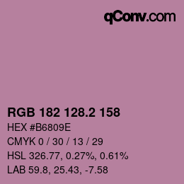 カラーコード: RGB 182 128.2 158 | qconv.com