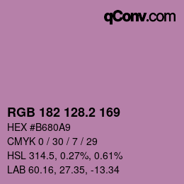 カラーコード: RGB 182 128.2 169 | qconv.com