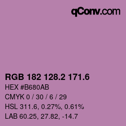 カラーコード: RGB 182 128.2 171.6 | qconv.com