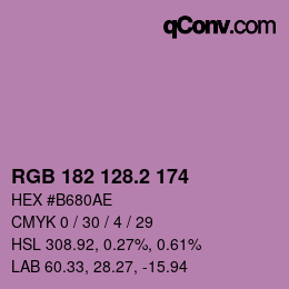 カラーコード: RGB 182 128.2 174 | qconv.com