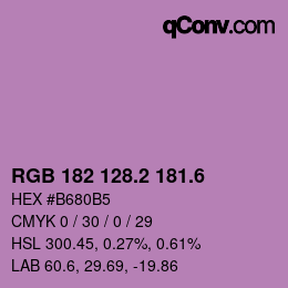 カラーコード: RGB 182 128.2 181.6 | qconv.com