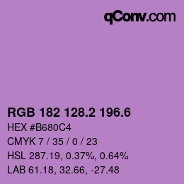 カラーコード: RGB 182 128.2 196.6 | qconv.com