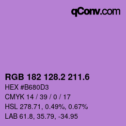 カラーコード: RGB 182 128.2 211.6 | qconv.com