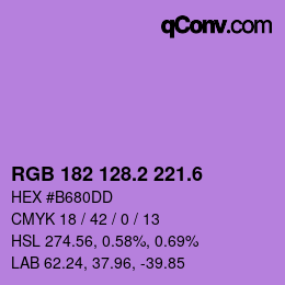 カラーコード: RGB 182 128.2 221.6 | qconv.com
