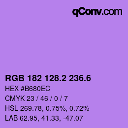カラーコード: RGB 182 128.2 236.6 | qconv.com