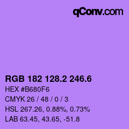 カラーコード: RGB 182 128.2 246.6 | qconv.com