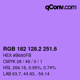 カラーコード: RGB 182 128.2 251.6 | qconv.com
