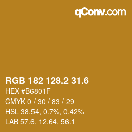 カラーコード: RGB 182 128.2 31.6 | qconv.com