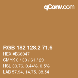 カラーコード: RGB 182 128.2 71.6 | qconv.com