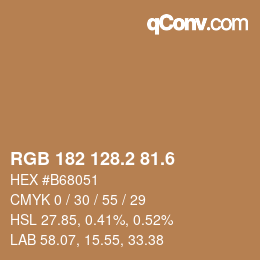 カラーコード: RGB 182 128.2 81.6 | qconv.com