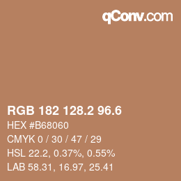 カラーコード: RGB 182 128.2 96.6 | qconv.com