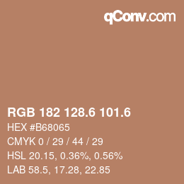カラーコード: RGB 182 128.6 101.6 | qconv.com