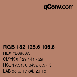 カラーコード: RGB 182 128.6 106.6 | qconv.com