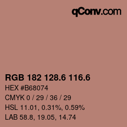 カラーコード: RGB 182 128.6 116.6 | qconv.com