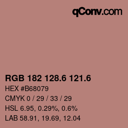 カラーコード: RGB 182 128.6 121.6 | qconv.com