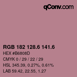 カラーコード: RGB 182 128.6 141.6 | qconv.com