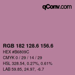 カラーコード: RGB 182 128.6 156.6 | qconv.com