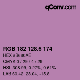 カラーコード: RGB 182 128.6 174 | qconv.com