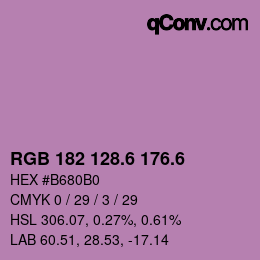 カラーコード: RGB 182 128.6 176.6 | qconv.com