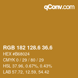 カラーコード: RGB 182 128.6 36.6 | qconv.com