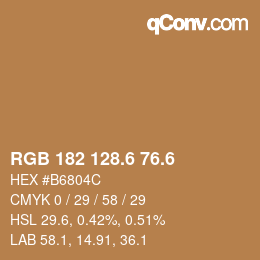 カラーコード: RGB 182 128.6 76.6 | qconv.com