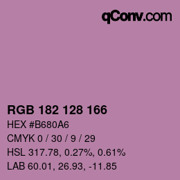 カラーコード: RGB 182 128 166 | qconv.com