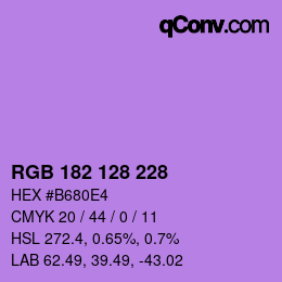 Color code: RGB 182 128 228 | qconv.com
