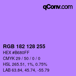 Color code: RGB 182 128 255 | qconv.com