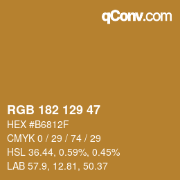 Color code: RGB 182 129 47 | qconv.com