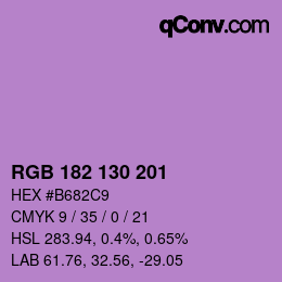 Color code: RGB 182 130 201 | qconv.com