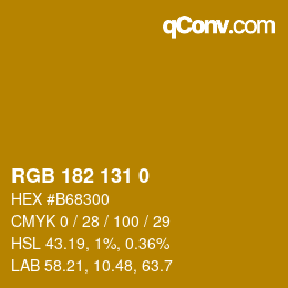 カラーコード: RGB 182 131 0 | qconv.com