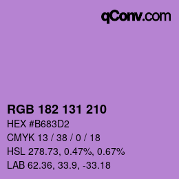 Color code: RGB 182 131 210 | qconv.com