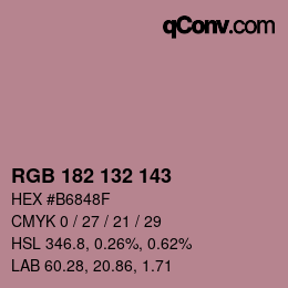 Color code: RGB 182 132 143 | qconv.com