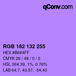 Color code: RGB 182 132 255 | qconv.com