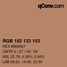 Color code: RGB 182 133 103 | qconv.com