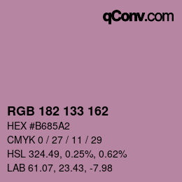 Color code: RGB 182 133 162 | qconv.com