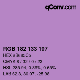 Color code: RGB 182 133 197 | qconv.com