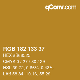 カラーコード: RGB 182 133 37 | qconv.com
