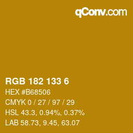 カラーコード: RGB 182 133 6 | qconv.com