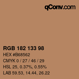 Color code: RGB 182 133 98 | qconv.com