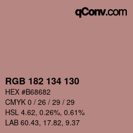 Color code: RGB 182 134 130 | qconv.com