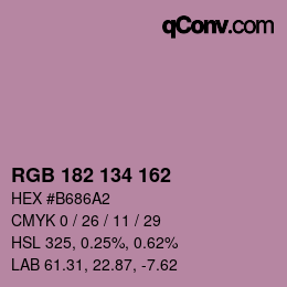 Color code: RGB 182 134 162 | qconv.com