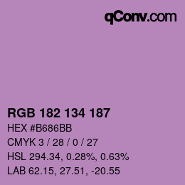 Color code: RGB 182 134 187 | qconv.com