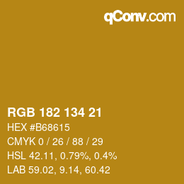 Color code: RGB 182 134 21 | qconv.com