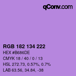 Color code: RGB 182 134 222 | qconv.com