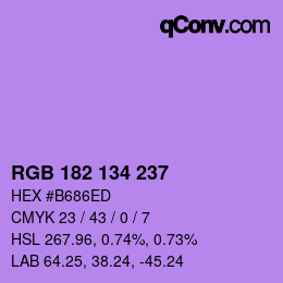 Color code: RGB 182 134 237 | qconv.com