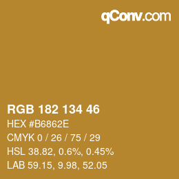 Color code: RGB 182 134 46 | qconv.com